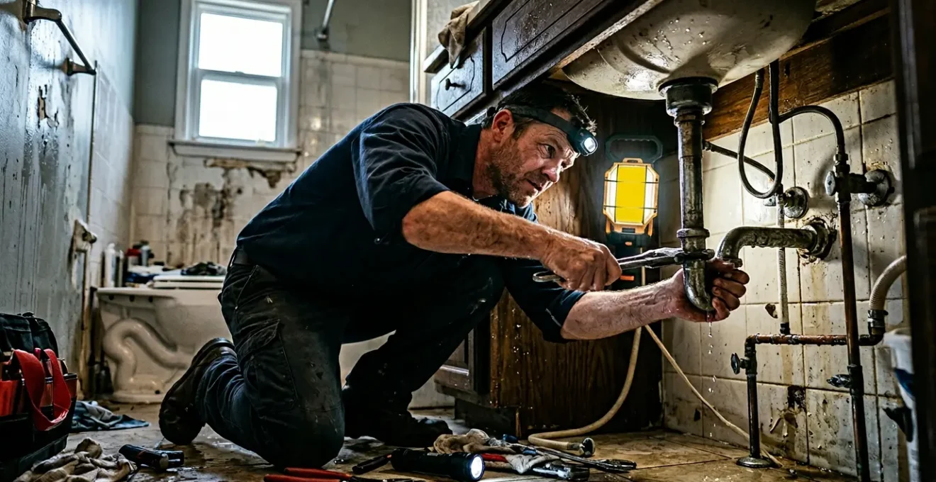 Intervention d'urgence d'un plombier pour réparer une fuite d'eau dans un appartement