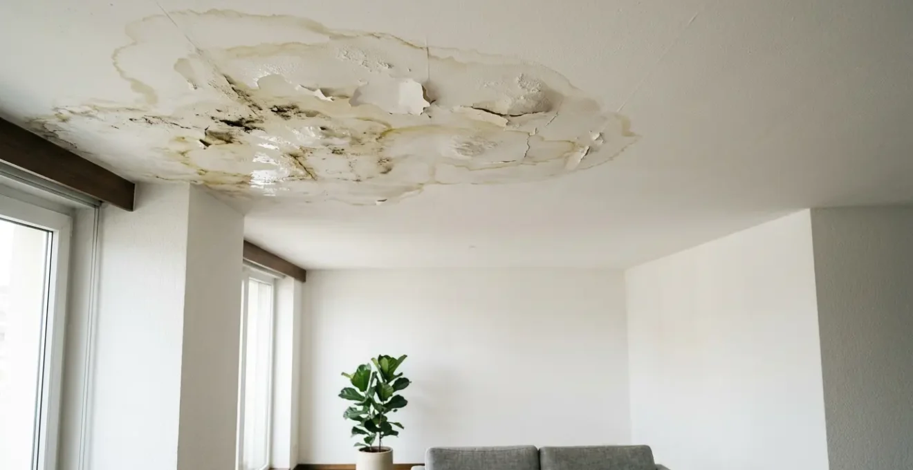 Infiltration d'eau au plafond d'un appartement nécessitant une intervention urgente