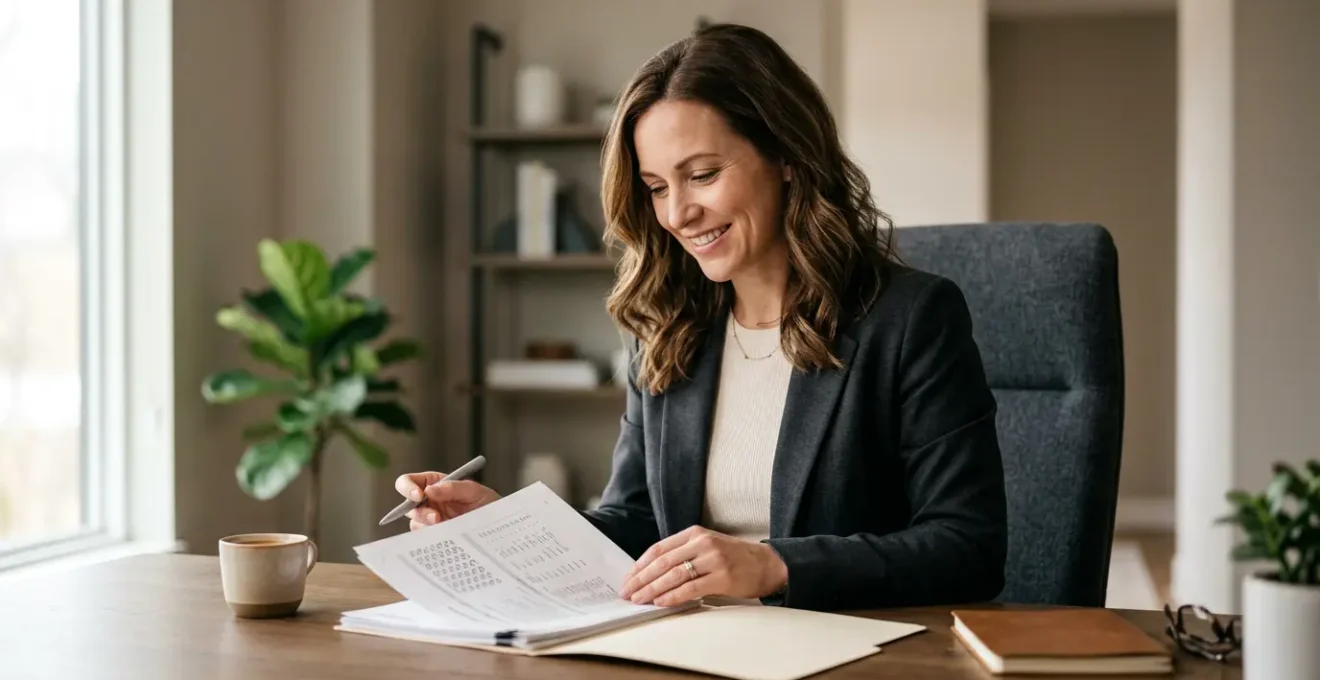 Professionnel de la finance consultant des documents contractuels dans un bureau moderne