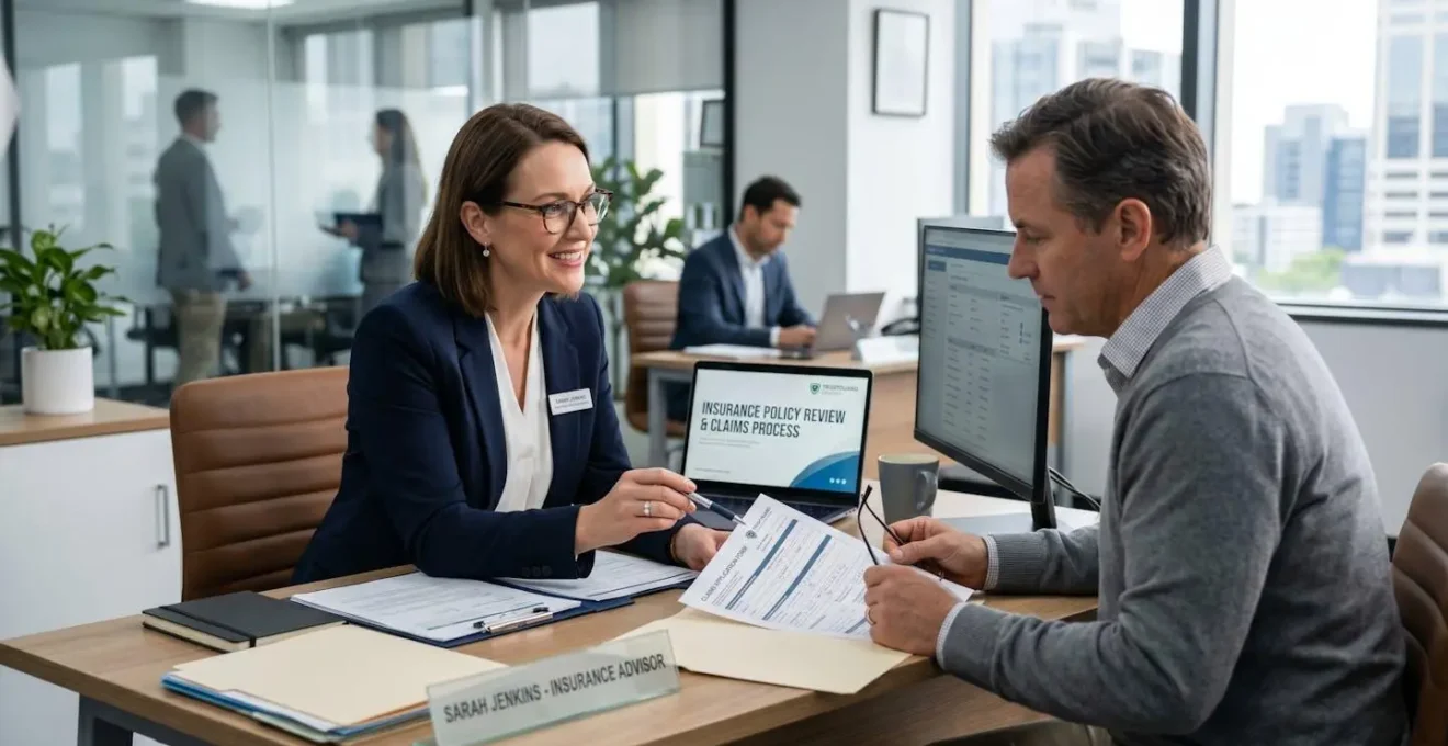 Conseiller en assurance professionnel accompagnant un client dans ses demarches