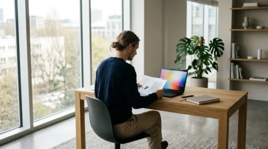 Personne analysant des offres d'assurance automobile sur une interface numérique avec des données de comparaison